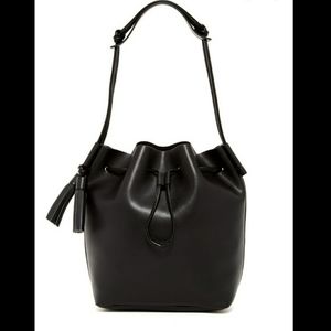 Vince Camuto Lorin Leather Drawstring Tote -Black